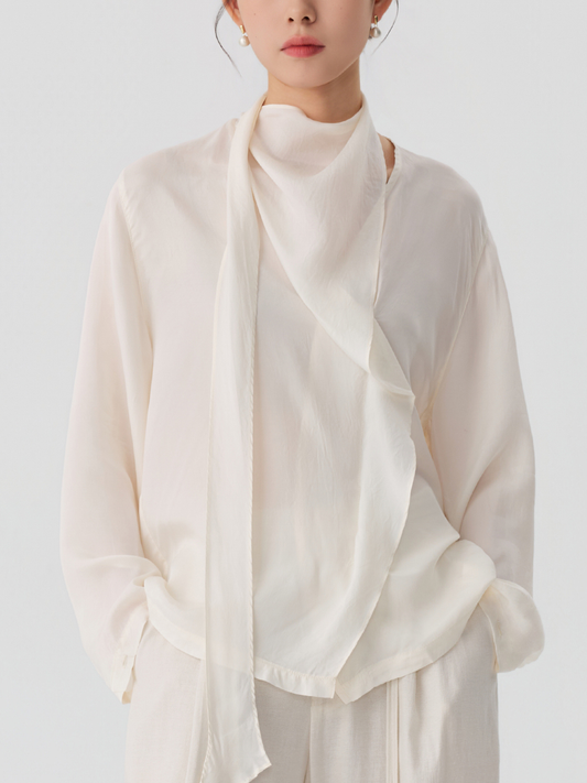 Draped Scarf Blouse