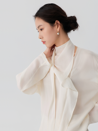 Draped Scarf Blouse