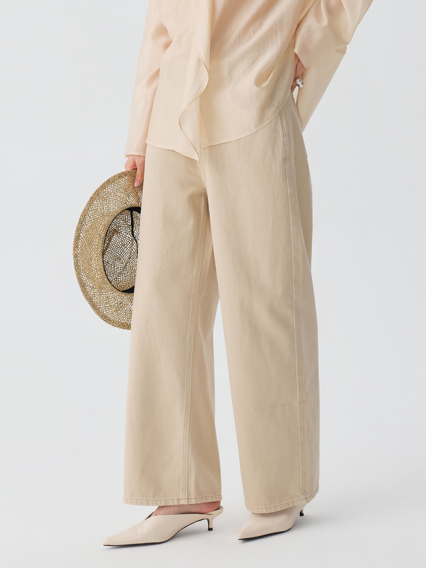 Straight-Leg Denim Trousers