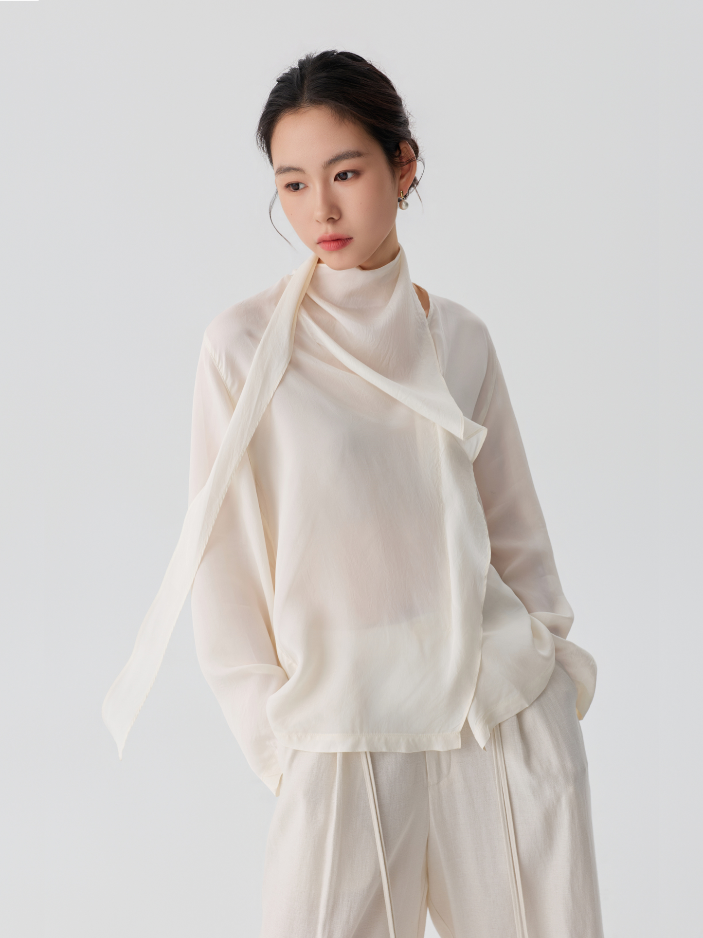 Draped Scarf Blouse