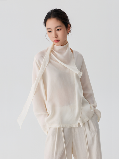 Draped Scarf Blouse