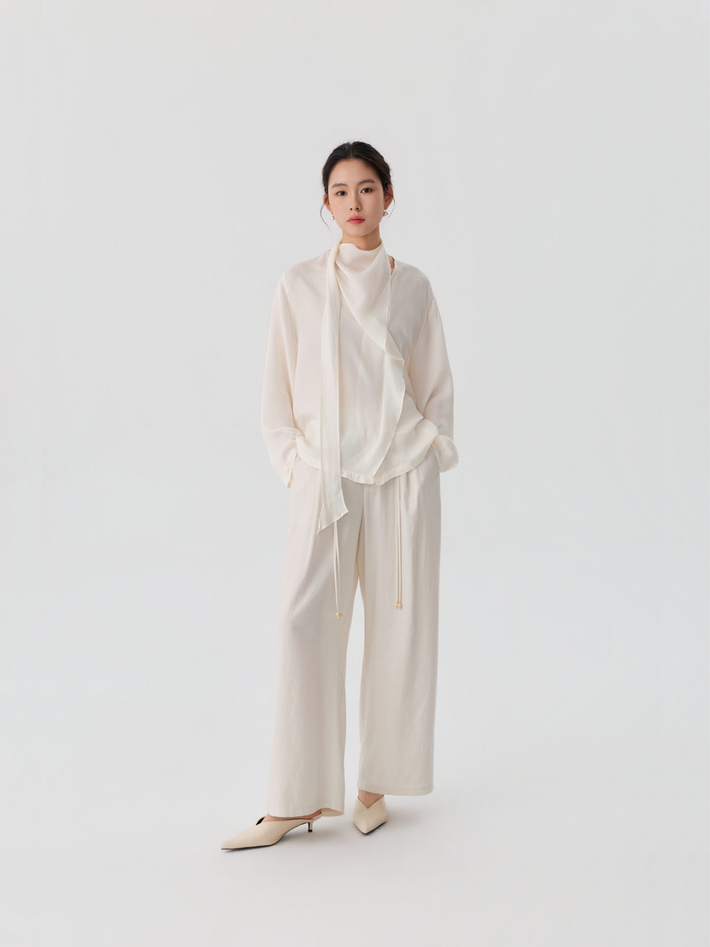Draped Scarf Blouse