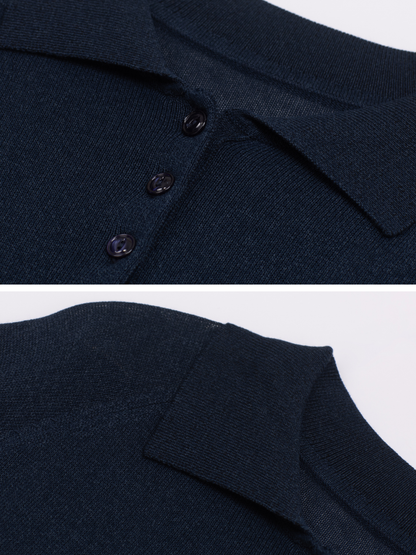 Fine Knit Polo Top