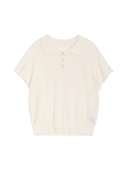 Fine Knit Polo Top