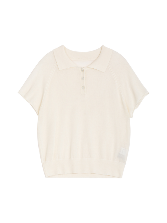 Fine Knit Polo Top