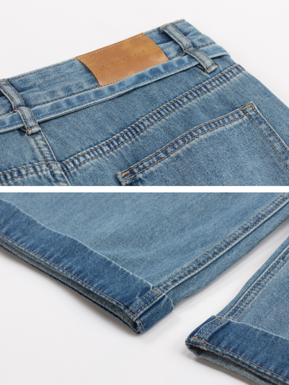 Cuffed Straight-Leg Jeans