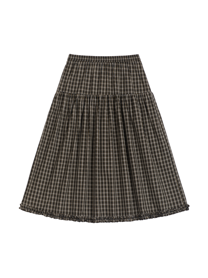 Ruffle Hem Check Skirt